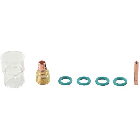 Kit de soudage TIG 7 pièces n° 12 : buse en verre, pinces courtes, corps de torche, lentille à gaz, compatible avec les torches WP-9/20/25. Accessoires de soudage de haute qualité. WHBYV (1/4)