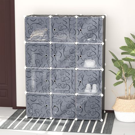Système d'étagères à monter soi-même pour dressing, composé de 2 grands cubes et 9 petits, étagère cubique à monter soi-même, range-chaussures, étagère de rangement pour livres et jouets, noir, 111 x