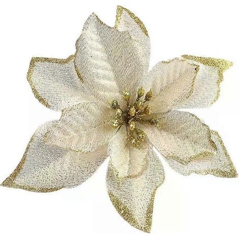 10 boules de Noël blanches de 13 cm, en mousse, décorées de fleurs et de neige, pour sapin de Noël et pour le Nouvel An 2024. (1/4)