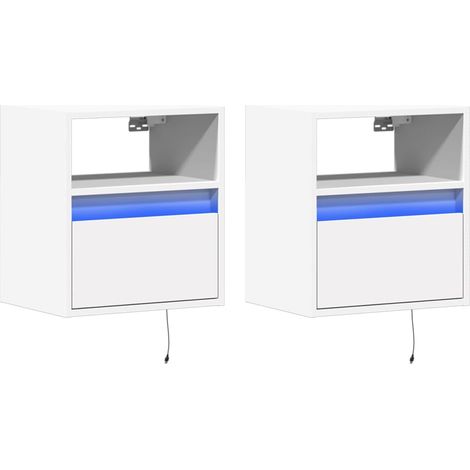 Mueble de TV multimedia de pared estante para TV aparador mueble de TV para comedor salón dormitorio con iluminación LED 2 piezas 41 x 31 x 45 cm blanco 020029105