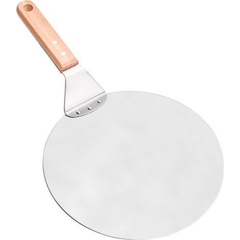 Pelle à pizza en acier inoxydable avec manche en bois, poussoir à pizza pour pierre à pizza, poussoir à pain, pelle à gâteau, pelle à pizza (1/5)