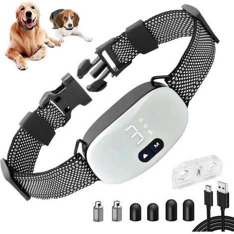 Collier Anti-Aboiement Chien,Collier Electrique avec 3 Modes,8 Niveaux Collier de Dressage pour Chiens,IP67 Étanche,Affichage LED (1/4)