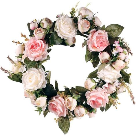 Guirnalda De Rosas Artificiales - 32 Cm - Para Puerta Principal Pared Fiesta Bodas Decoracion Hogar (1/5)