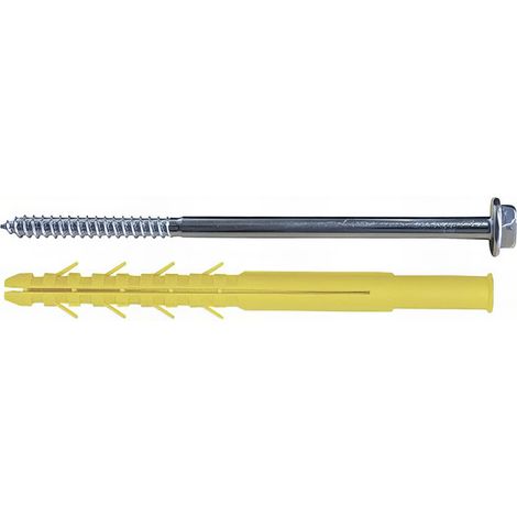 10 Chevilles longues D. 10 x 160 mm + Tirefond D. 7 x 160 mm - Tête hexa. 13 mm Torx T40 - Zingué (1/3)
