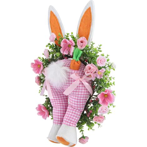 Couronne de Porte d'Entrée Lapin,Ornement Réaliste Réutilisable Décor de Porte avec Fesses de Lapin et Couronne de Pâques,pour Fenêtre Cheminée Intérieur Extérieur Restaurant Mur Clôture (1/5)