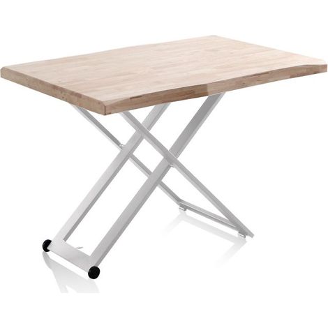 Mesa de centro elevable Lada Fit Blanco - Roble 80cm (ancho) x 76cm (alto) (1/5)