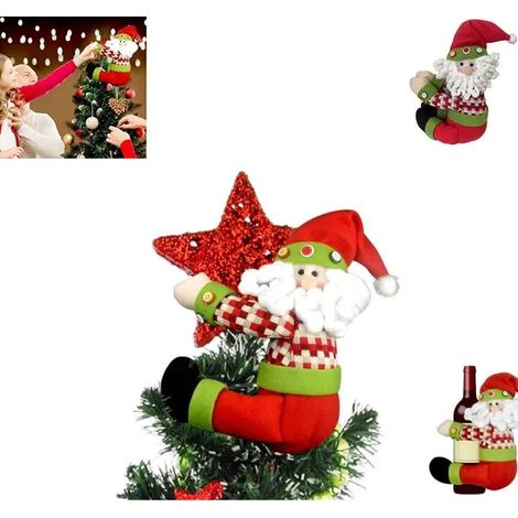 POINTE DE SAPIN Cimier de Sapin de Noël, 33CM Large Pointes du Père Noël avec Barbe Blanche et Carreaux Veste pour Attache de (1/5)