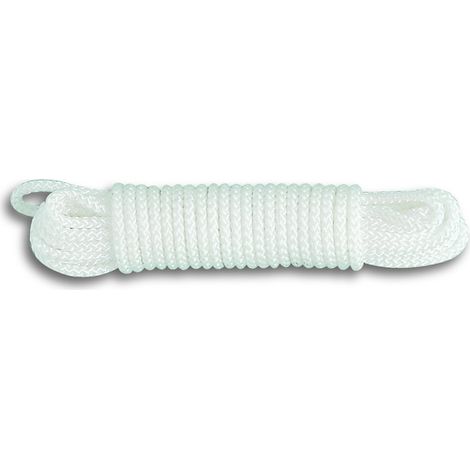 Corde Polypropylène tressée - Résistance à la rupture Indicative 150 kg - Diamètre 3 mm - Longueur 20 m - Blanc
