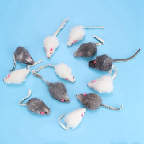 Chat jouet souris, son intégré chat jouet son de souris, 12 pièces petite souris en peluche fausse souris chat jouets pour chaton (1/4)