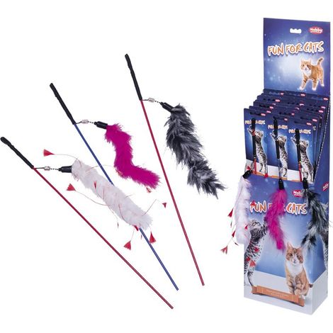 Nobby Katzenangel mit Plüschspielzeug weiß/pink/grau Katzenspielzeug