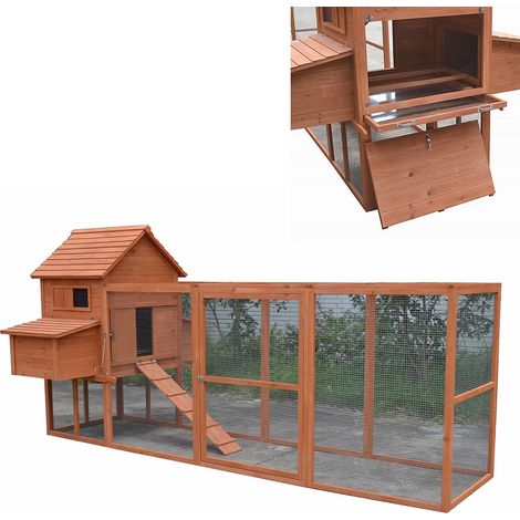 Melko chicken house XXL all'aperto recinzione in legno pollame pollame voliere di legno coniglio coniglio conigliera (1/5)