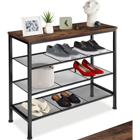 Étagère à chaussures en panneau de fibres 80,5x30,5x72,5 cm bois foncé (1/5)
