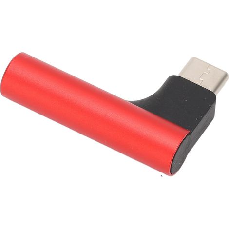 Adaptateur USB-C vers Jack 3.5mm avec Convertisseur Audio Numérique, Angle Droit et Micro pour Smartphone et Tablette - Rouge (1/5)