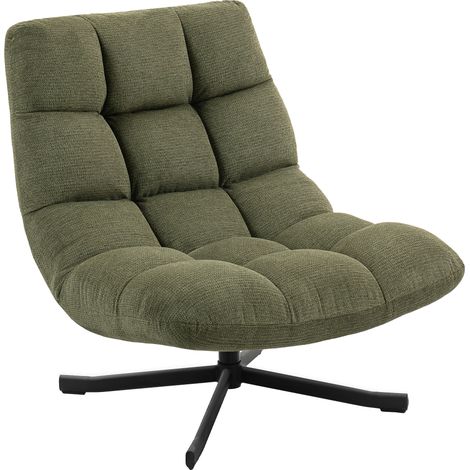 Fauteuil pivotant avec assise large, aspect chenille déperlant, pieds croisés en acier, vert (1/5)