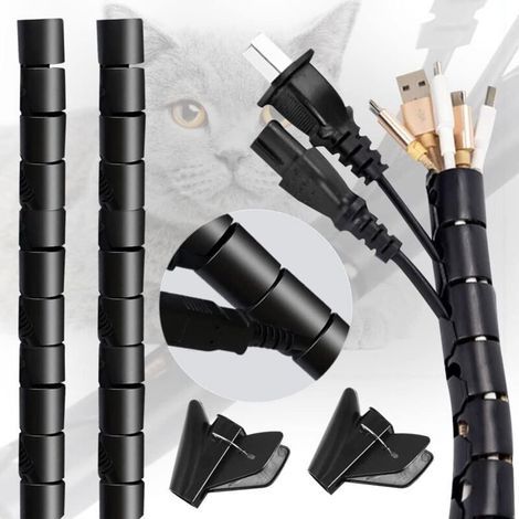 ZOLGINAH 5 Pack Gaines de Câbles 2M Cache Cable Spirale Gaine Spirale Flexible Universel Gaine Fil Electrique Système de Gestion des Câbles avec Clip Guide pour Câbles Télé/PC/USB/Audio/Vidéo - ∅ 22mm (1/5)