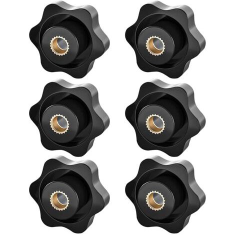 Bouton de Serrage M8, Ecrou Étoile, Bouton de Serrage à Filetage Moleté, Écrou De Serrage M8, Étoile Tête Écrous De Serrage Bouton,pour les Mécaniques, Mobilier, Équipements Électroniques, 6 Pack (1/4)