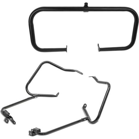 Support de sacoche rigide compatible avec Harley Davidson Touring 14-25 protection arrière noir Craftride + Pare carter (1/4)