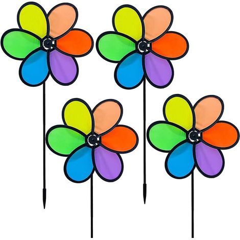 Ensemble coloré de 4 moulins à vent de 9,4 cm pour jardin et cour (1/5)
