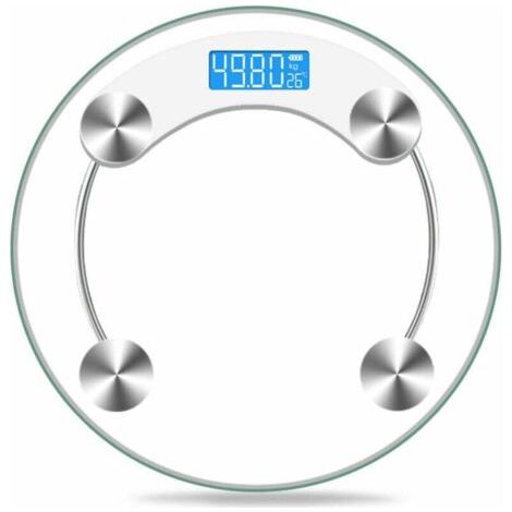 Balance pèse-personne numérique en verre avec portée de 180 kg et écran LCD,Blanc transparent