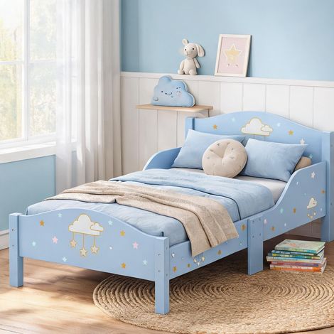 Lit enfant coloris bleu en MDF 146 x 76,5 x 54,5 cm (1/5)