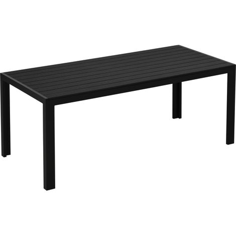 Mesa de jardín de aluminio y madera plástica 190 x 84,5 x 72 cm negra (1/5)