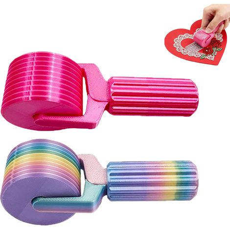 Lot de 2 rouleaux pour peinture diamant - Accessoire de peinture diamant - Rouleau imprimé en 3D - Rose et multicolore - Outil pour peinture diamant (1/5)