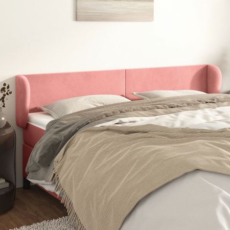 Tête de lit avec oreilles Style Classique Armoire de lit - Rose 163x23x78/88 cm Velours BV494279 - BonneVie (1/5)