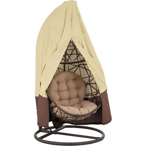 Housse de chaise longue de patio avec fermeture éclair, housse de balancelle, imperméable et coupe-vent, beige café, 115 x 190 cm (1/4)
