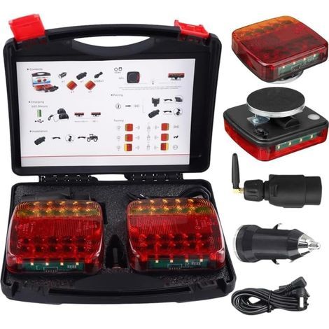 Kit de feux arrière rechargeables magnétiques LED sans fil avec base d'aspiration puissante, étanche ip65, autonomie de 100 heures pour camion (1/5)