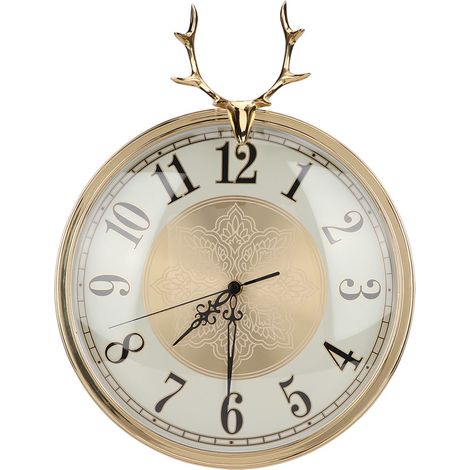 Horloge murale silencieuse tête de cerf cuivre élégant décoration bureau maison (1/5)