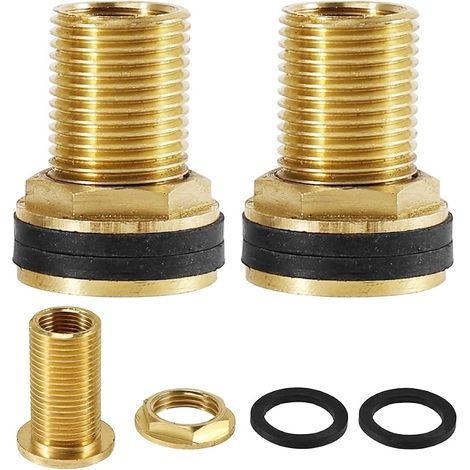 Lot de 2 raccords de réservoir en laiton - AG 1/2" x IG 3/8" - Raccord de réservoir - Raccord de réservoir d'eau - Raccord pour robinet, réservoir et fûts (1/5)