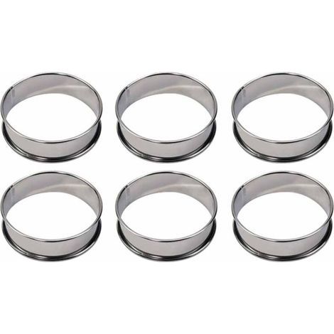 6 Pièces Cercle Tartelette, Cercle a Patisserie 8cm, Cercles et Cadres à Pâtisserie, Cercle a Tartelette, Moule a Pancake, Cercle Cuisine Inox pour Muffins Tartes Gâteaux Crumpets, pour la poêle (1/5)