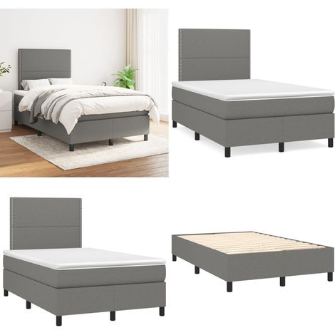 Boxspringbett mit Matratze Dunkelgrau 120x200 cm Stoff - Boxspringbett - Doppelbett - Bettenrahmen - Matratze - Nachttisch - Home & Living (1/5)