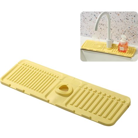 Tapis de robinet en silicone premium amélioré 2024 pour évier de cuisine - Protection anti-éclaboussures à séchage rapide et plateau de protection pour éviers en pierre - Vert (paquet de 2) (1/5)