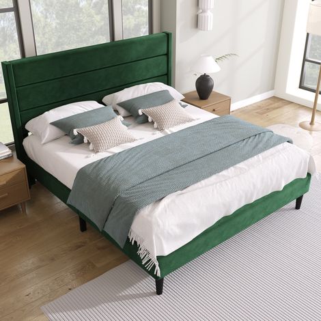 Cama doble tapizada 140x200 con colchón ortopédico OKMYHOME (1/5)