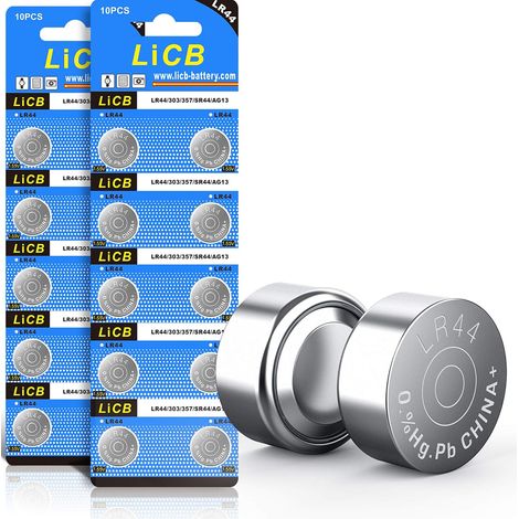 Lot de 20 piles bouton LR44 AG13 PX76A L1154f 357A 1,5 V alcalines (1/5)