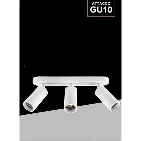Applique Plafoniera Orientabile Da Soffitto Parete 3 Diffusori Lampada Gu10 Ts-3 Blanc (1/5)