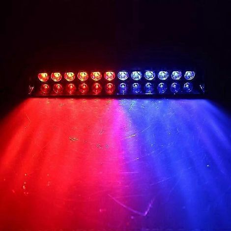 Feux stroboscopiques clignotants pour voiture, 12 LED rouges/bleues/ambre/jaunes/blanches, style police, 12 V, 12 W (12 LED rouges et bleues, États-Unis) (1/5)