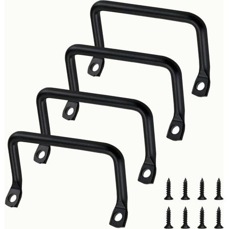 Lot de 4 poignées de meuble pour planche à découper, noir mat, pour plateau de service en métal, plateaux à fruits, tiroirs