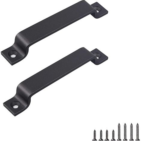 Poignée de porte coulissante 180mm, bouton de tiroir pour placard et porte de garage, aluminium noir, lot de 2 pièces. (1/5)