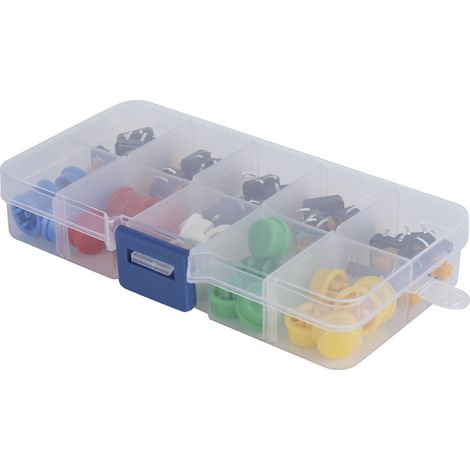 25 unités Bouton tactile 12x12x7,3 mm avec capuchon arrondi et microswitch pour montages électroniques et bricolage (1/5)