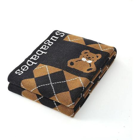1 Pice 110x130cm Couverture Tricote Petit Ours De Caf Plaid Doux Confortable Durable Pour Canap Sofa Chaise Repos Et Sieste (1/5)