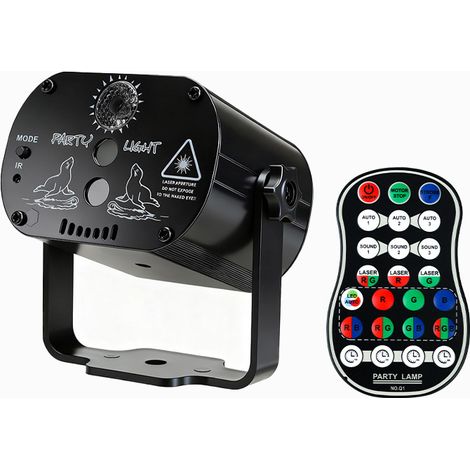 Lampada proiettore natalizia rotante e colorata, con telecomando, alimentazione USB e LED RGB 3 in 1, colore nero.