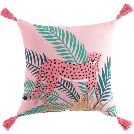 Coussin Enfant Déco "Leopink" 40x40cm Rose (1/4)