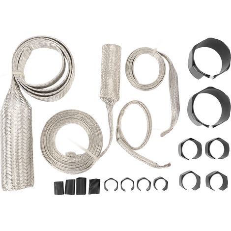 Kit de couvercle de tuyau d'habillage en acier inoxydable, ensemble de manchons de radiateur universels, résistant à la chaleur extrême pour véhicule noir (1/5)