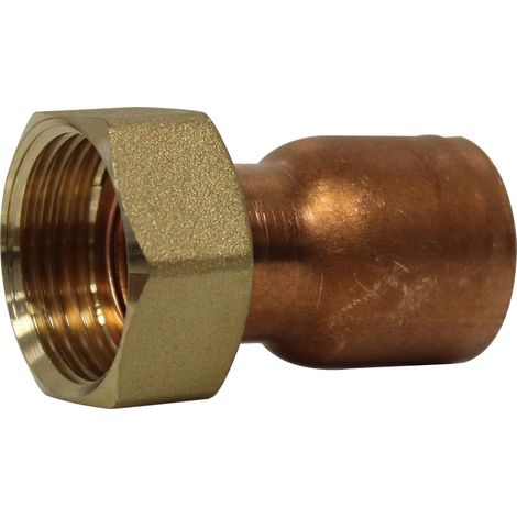 Raccord droit 2 pièces écrou prisonnier à joint plat - Femelle 3/4" (20/27) - Cuivre Ø22 - Arcanaute