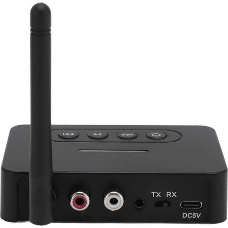Récepteur/émetteur audio Bluetooth 5.1 combiné avec télécommande, adaptateur audio HiFi, prend en charge AUX, RCA et NFC, compatible avec les systèmes audio domestiques et automobiles. (1/2)