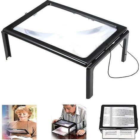 Loupe rectangulaire pour malvoyants, grossissement 3x, vision pleine page, avec éclairage mains libres
