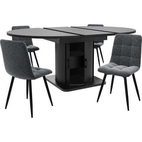 Ensemble de table à manger moderne (5 pièces), salle à manger avec table et chaises pour 4 à 6 personnes, ensemble de table de cuisine, table extensible avec 4 chaises, table à manger avec tiroirs, ch (1/5)