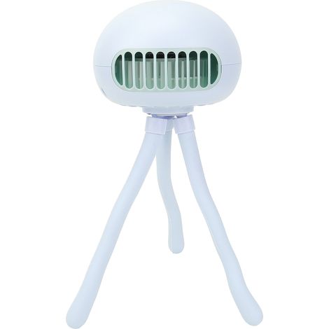 Ventilateur Poussette Bébé Portable USB Sans Fil Rechargeable Forme Pieuvre Bleu, Brise-Bébé Silencieux à Vitesse Variable pour Poussette, Lit, Voyage (1/5)